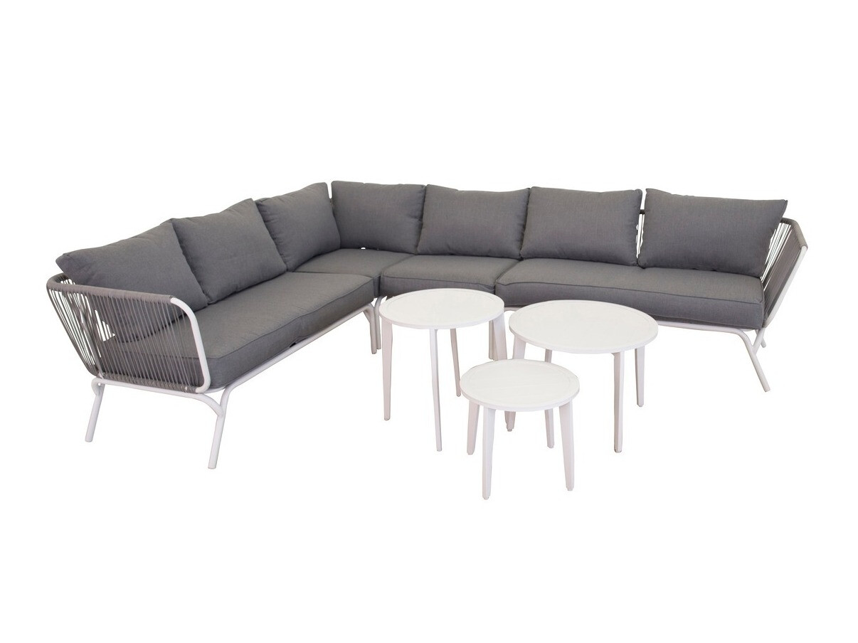 Ensemble de mobilier de jardin Dallas 1084 (Gris + Blanc)
