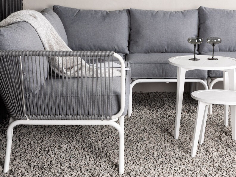 Ensemble de mobilier de jardin Dallas 1084 (Gris + Blanc)
