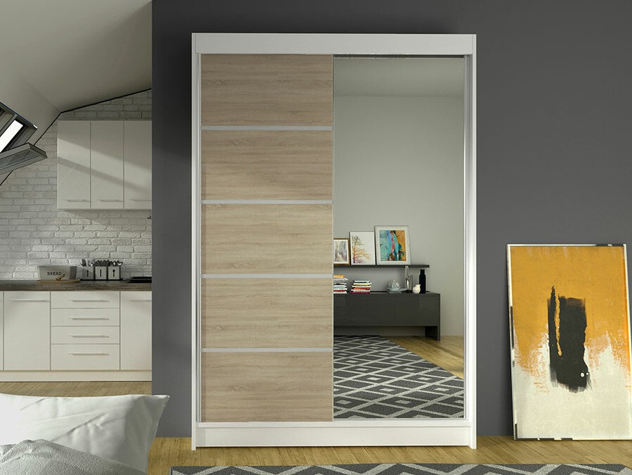 Armoire Closico Salvor III (Blanc + Sonoma chêne)