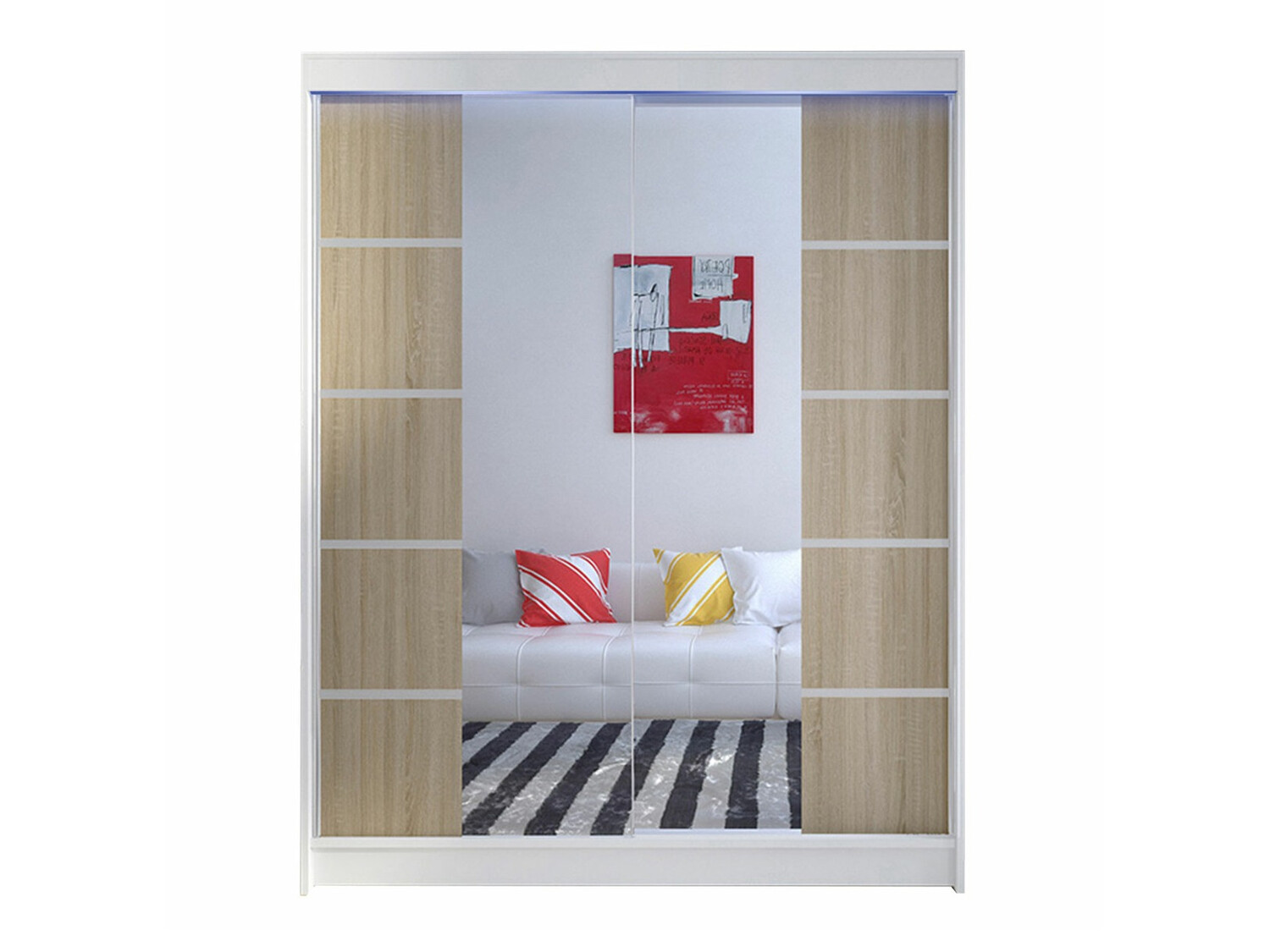 Armoire Closico Vastor V (Blanc + Sonoma chêne)