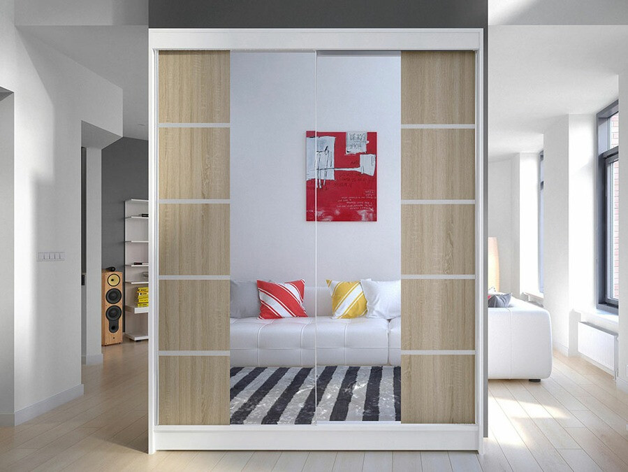 Armoire Closico Vastor V (Blanc + Sonoma chêne)