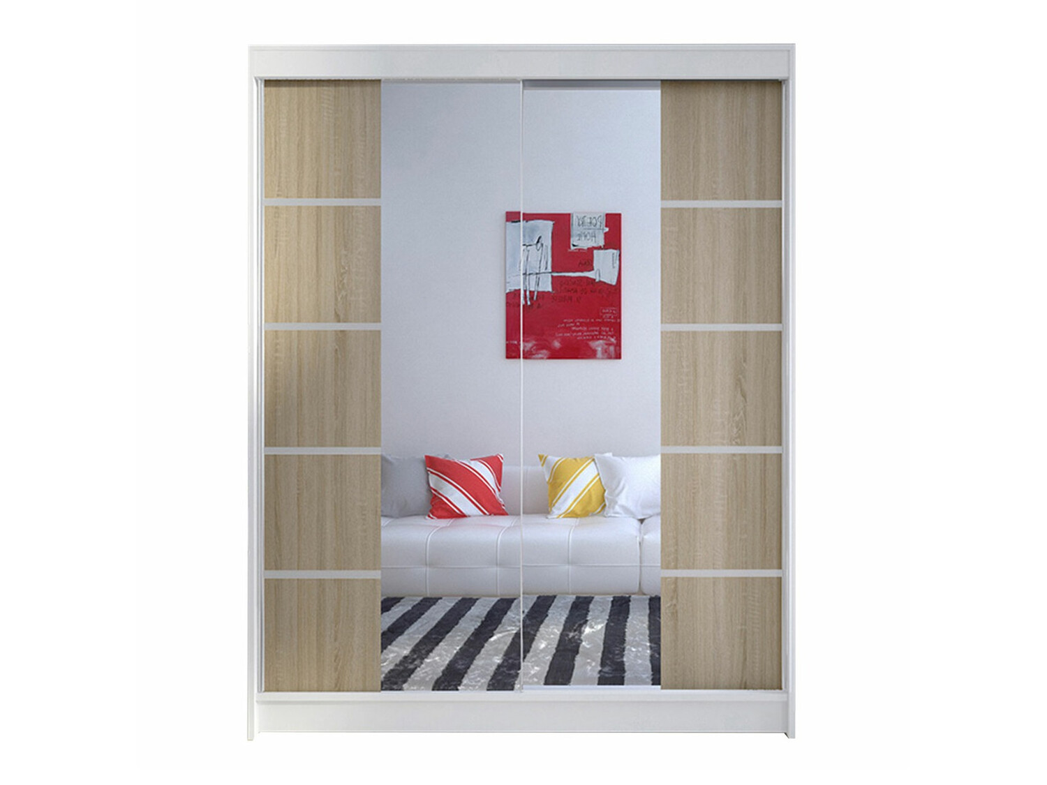 Armoire Closico Vastor V (Blanc + Sonoma chêne)