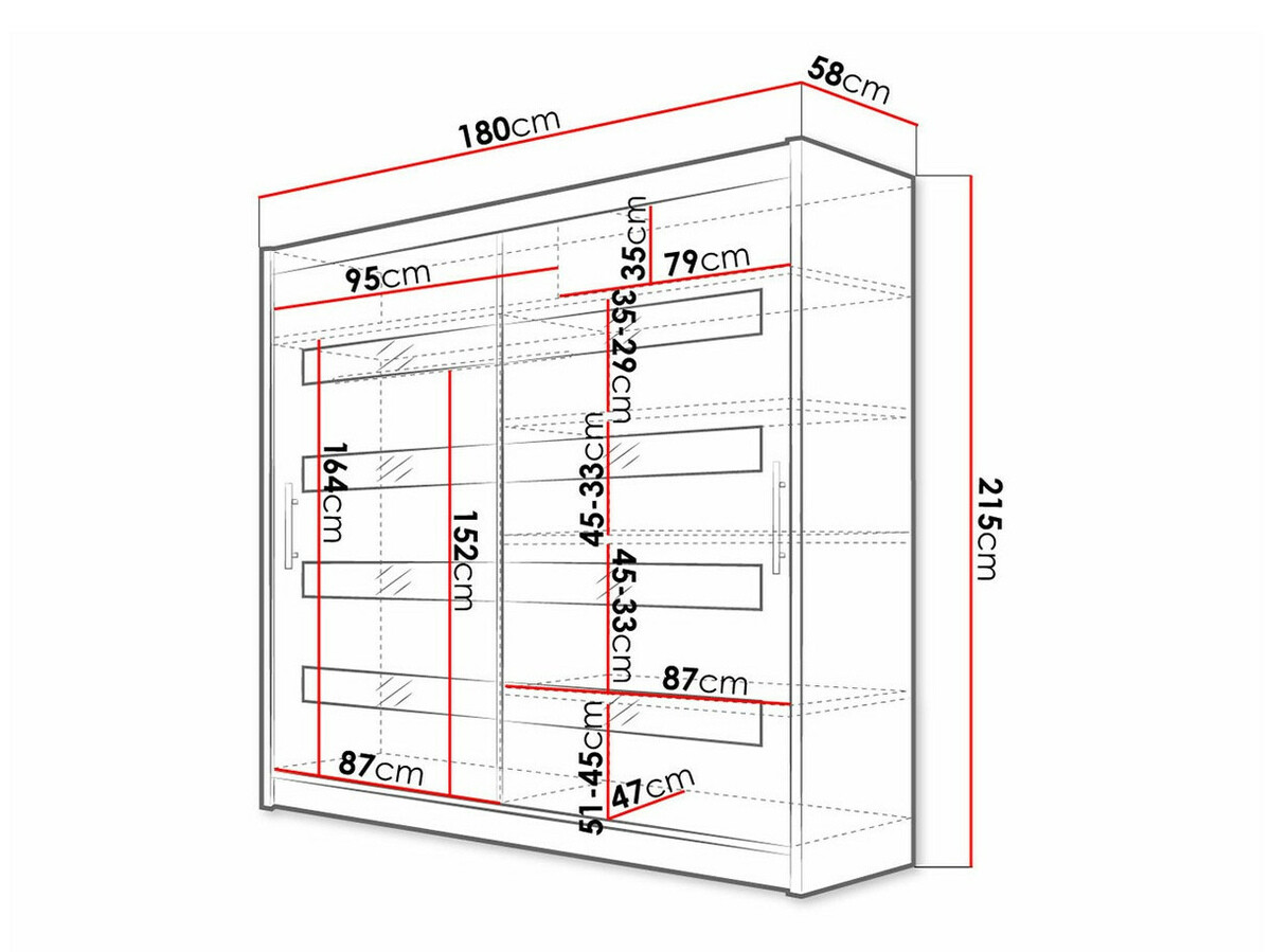 Armoire Closico Pallor XI (Blanc + Noir brillant)