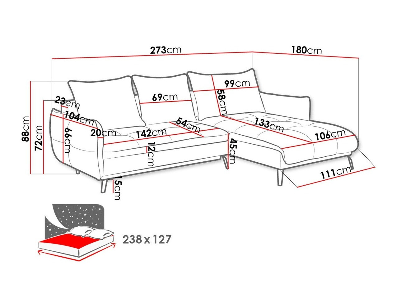 Canapé d'angle Lincoln 157 (Vogue 02)