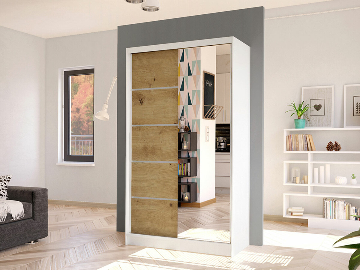 Armoire Closico Fractor III (Blanc + Chêne Artisan)