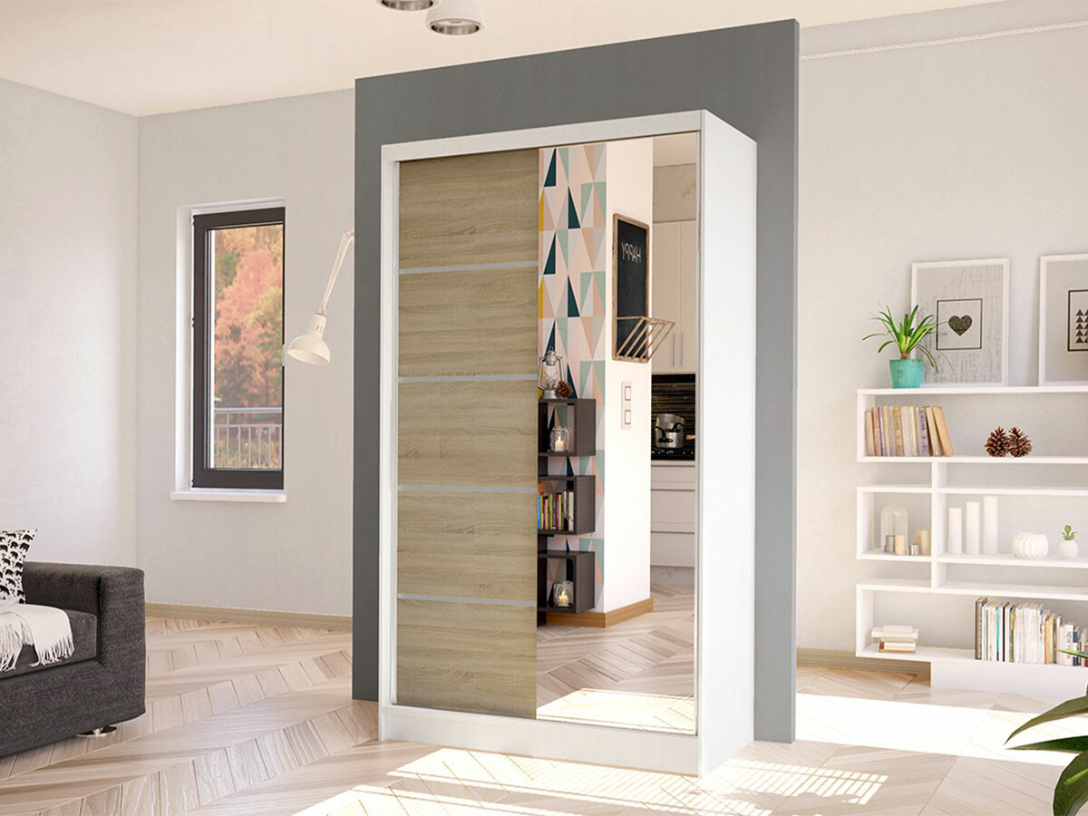 Armoire Closico Fractor III (Blanc + Sonoma chêne)