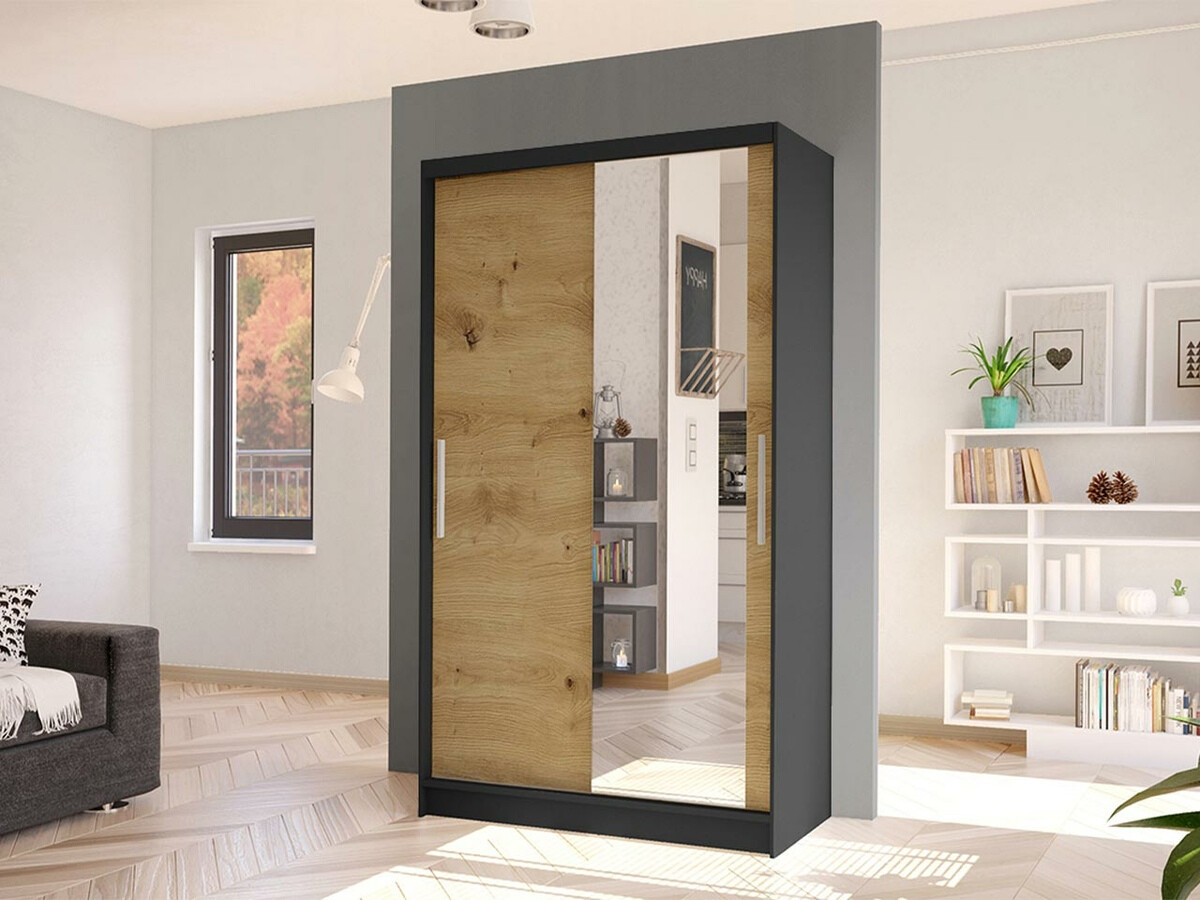 Armoire Closico Structor VI (Noir + Chêne Artisan)