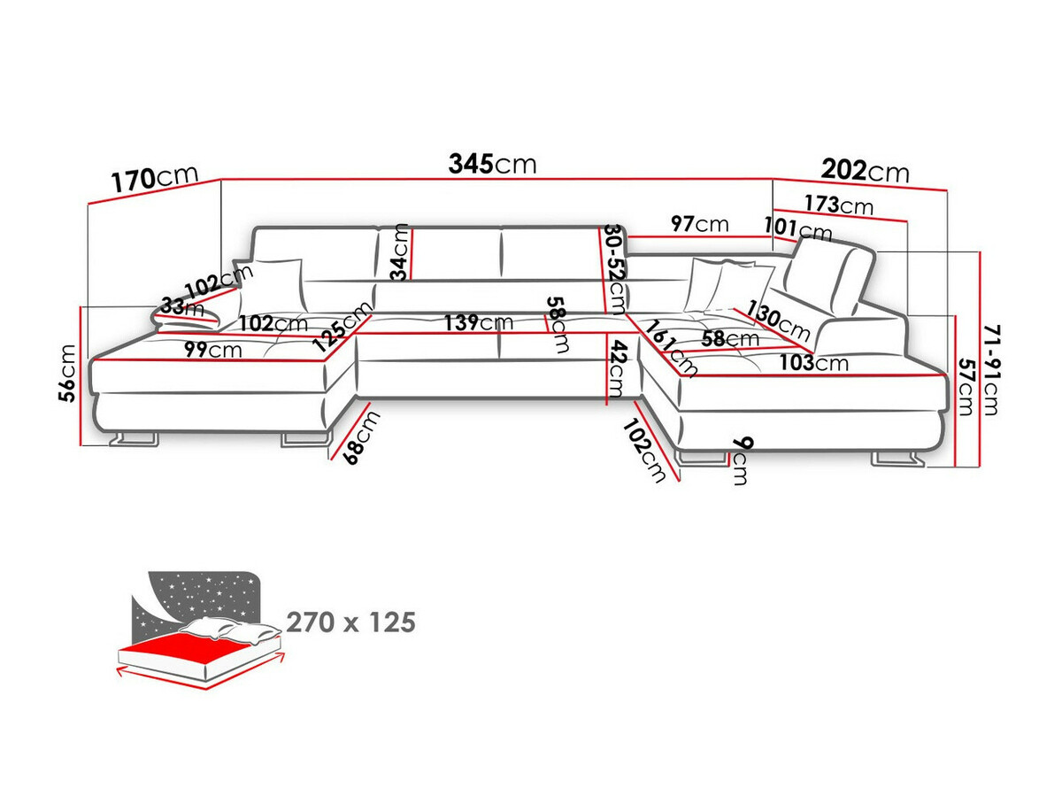 Canapé d'angle Comfivo Ruta VI (Venus Velvet 2927 + Miu 2041)