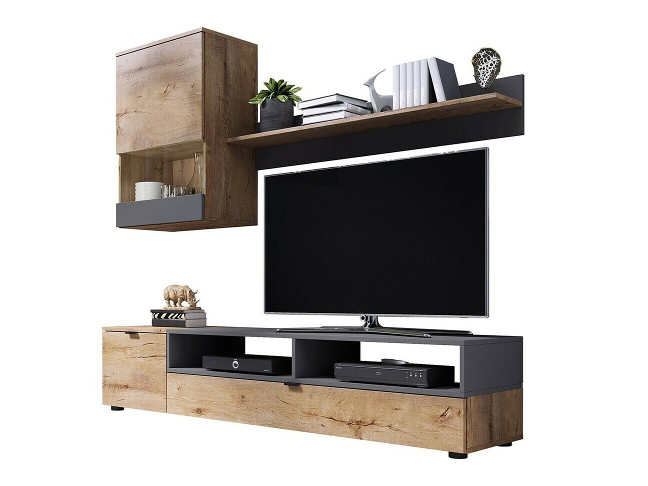 Ensemble de salon Charlotte 126 (Chêne de Lefkas + Gris mat)