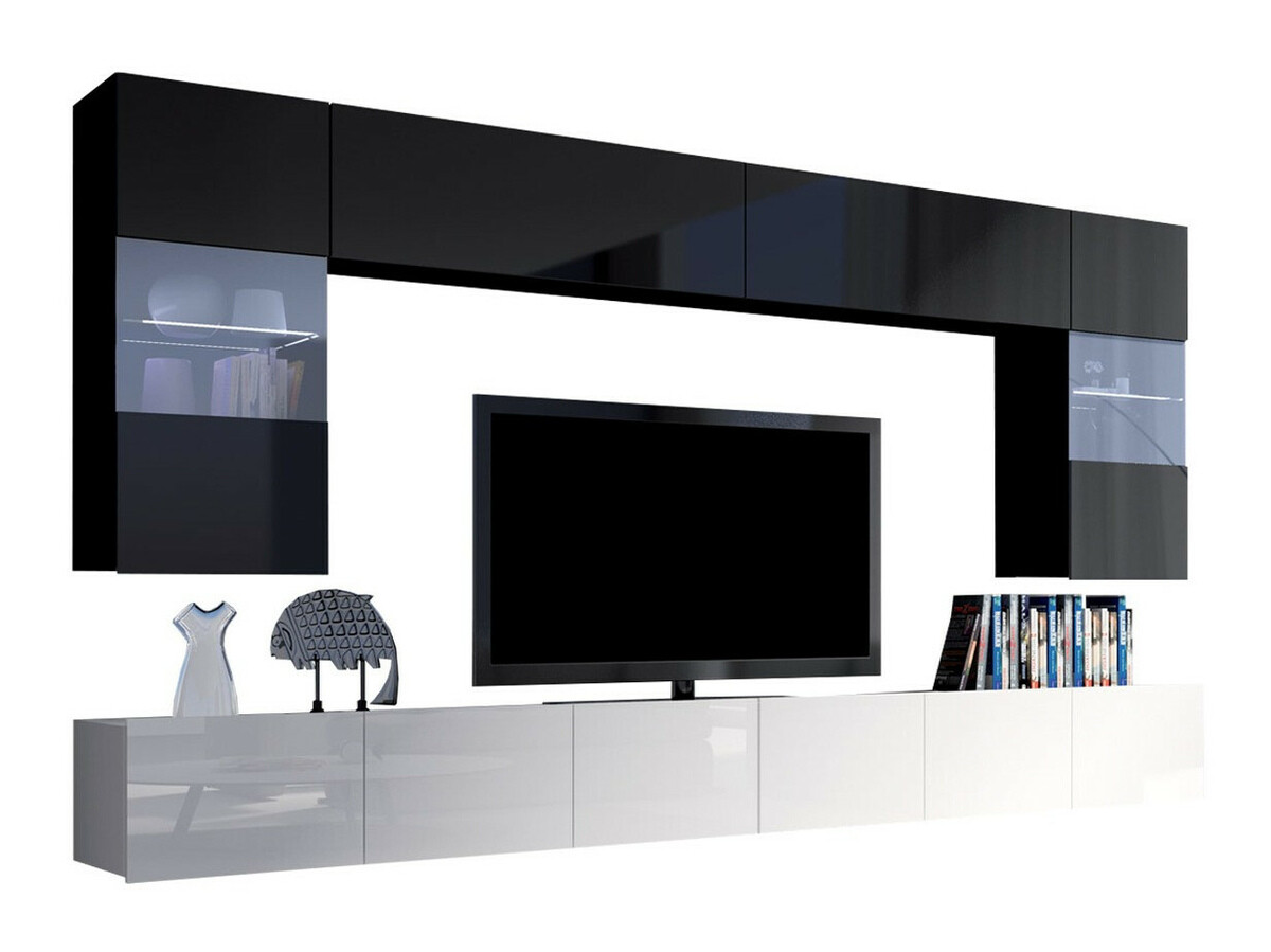 Ensemble de salon Remus I (Blanc brillant + Noir brillant)