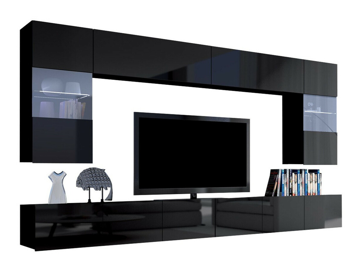 Ensemble de salon Remus I (Noir + Noir brillant)