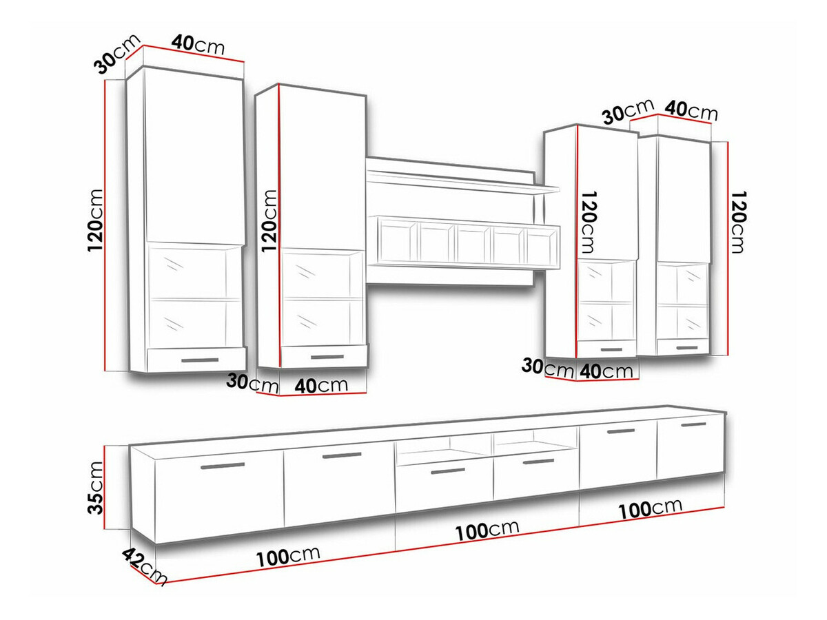 Ensemble de salon Caelum (Blanc + Blanc brillant)