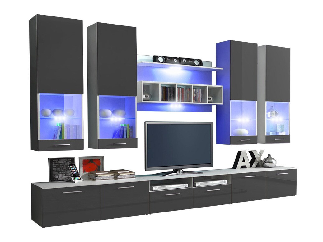 Ensemble de salon Caelum (Blanc + Gris brillant)