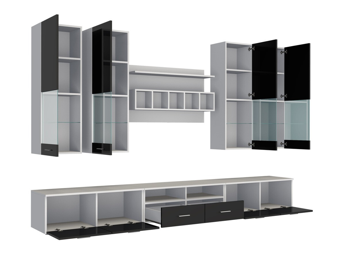 Ensemble de salon Caelum (Blanc + Gris brillant)