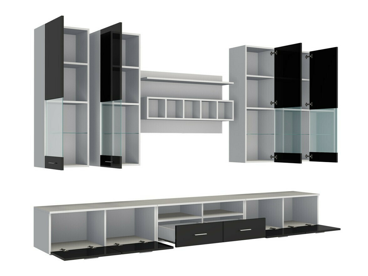 Ensemble de salon Caelum (Blanc + Noir brillant)