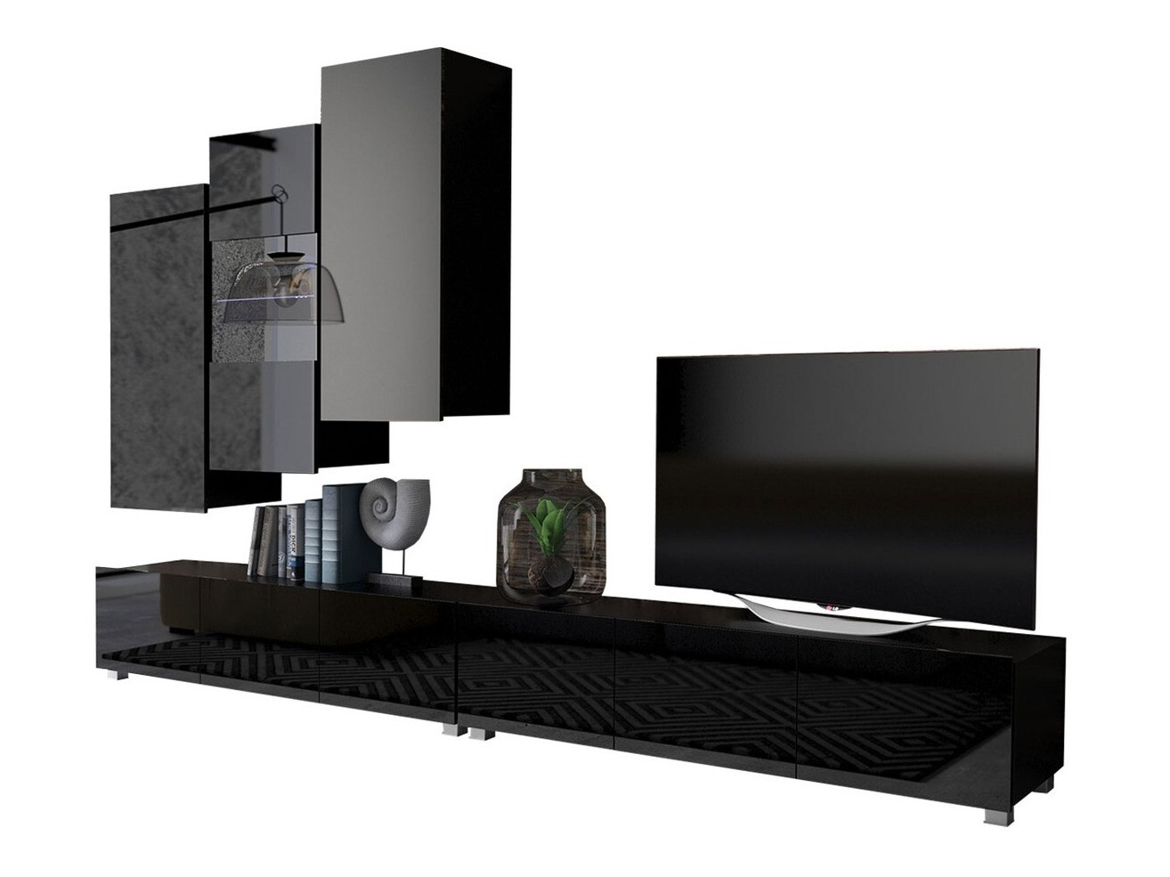 Ensemble de salon Remus XVII (Noir + Noir brillant)