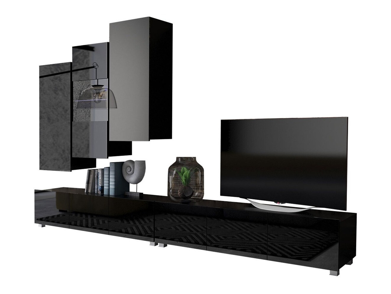 Ensemble de salon Remus XVII (Noir + Noir brillant)