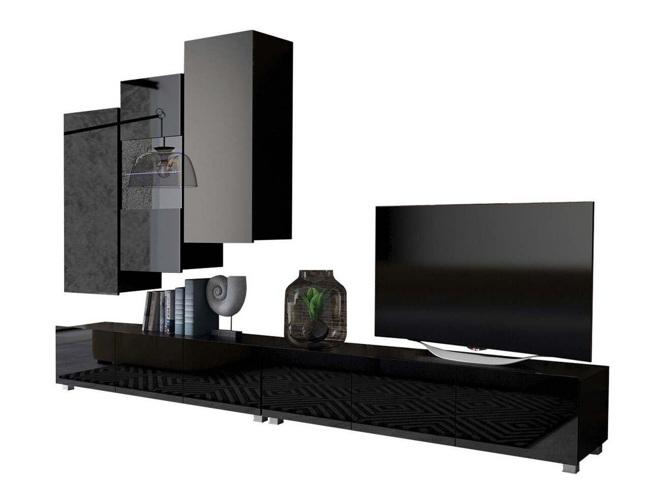 Ensemble de salon Remus XVII (Noir + Noir brillant)