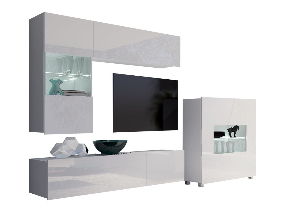 Ensemble de salon Remus III (Blanc + Blanc brillant)