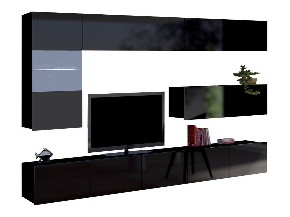 Ensemble de salon Remus IV (Noir + Noir brillant)