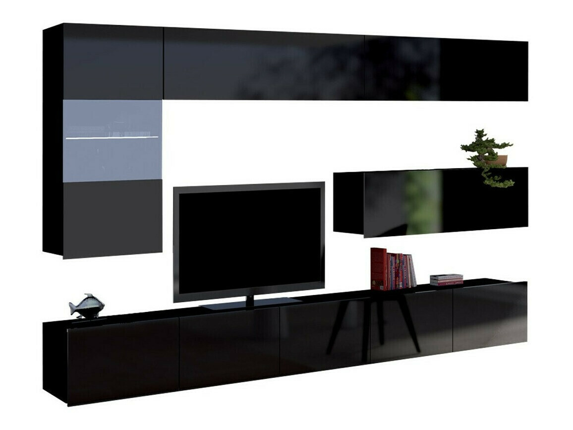 Ensemble de salon Remus IV (Noir + Noir brillant)