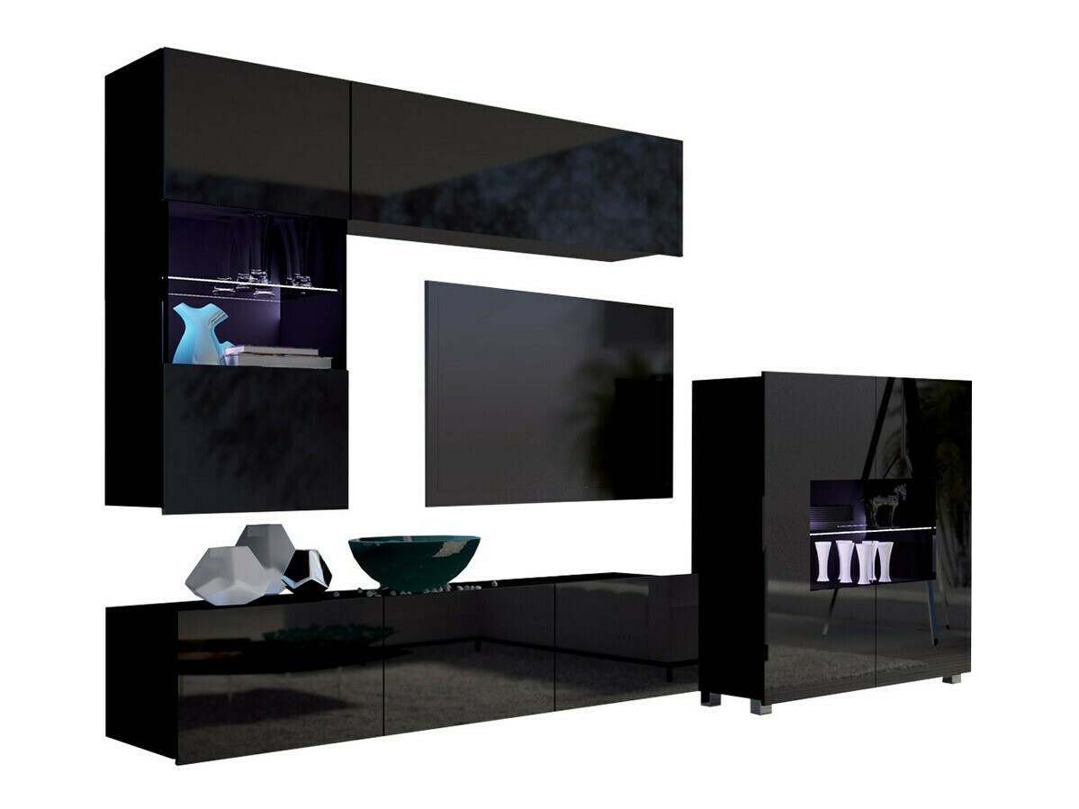 Ensemble de salon Remus III (Noir + Noir brillant)