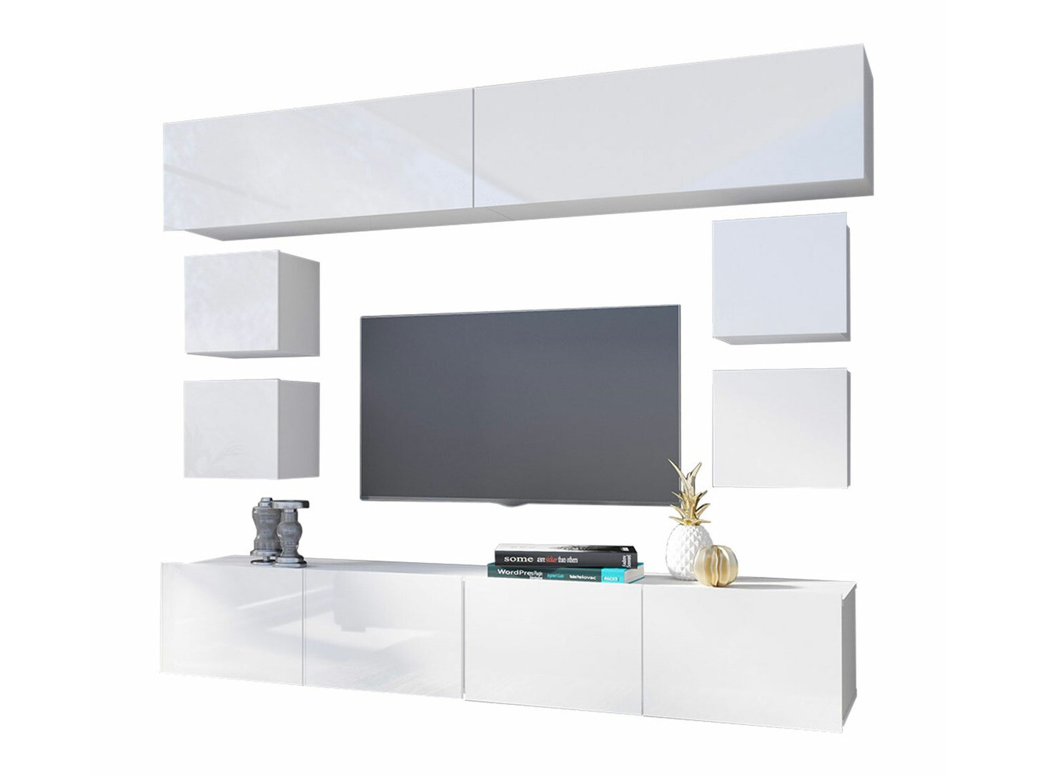 Ensemble de salon Remus XVI (Blanc + Blanc brillant)