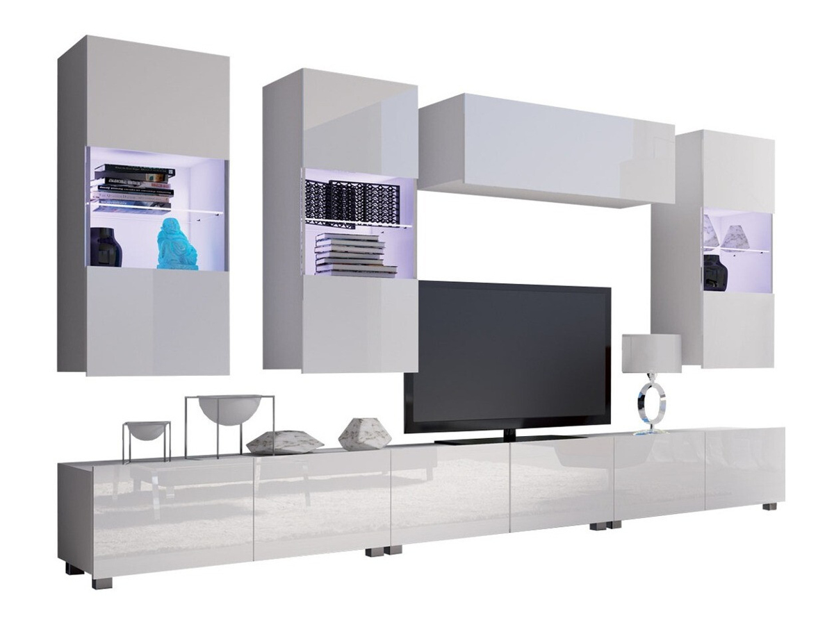 Ensemble de salon Tivdalu 121 (Blanc + Blanc brillant)