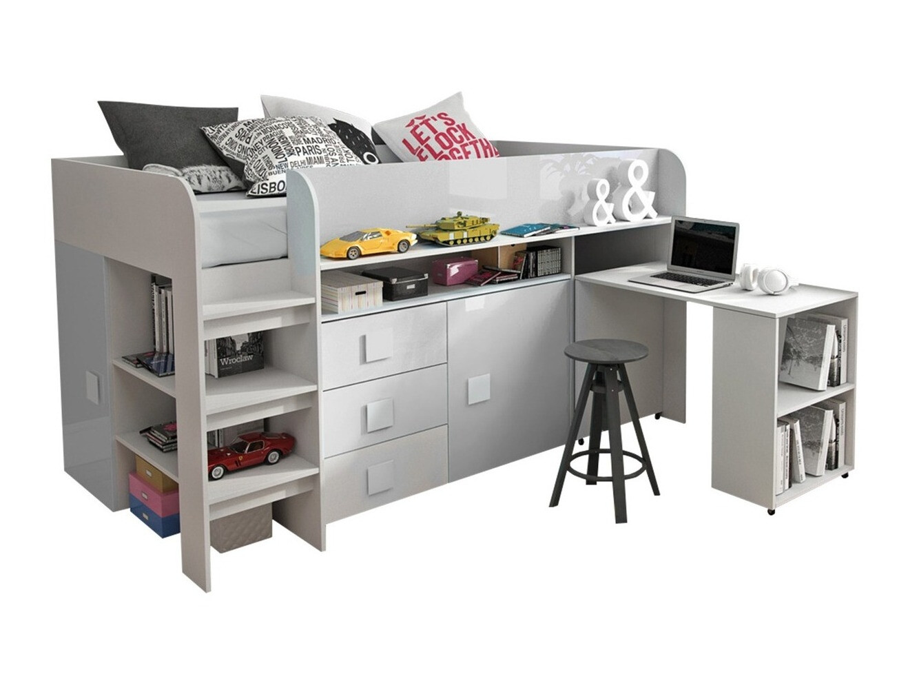 Lit Hartford 190 (Blanc + Blanc brillant)