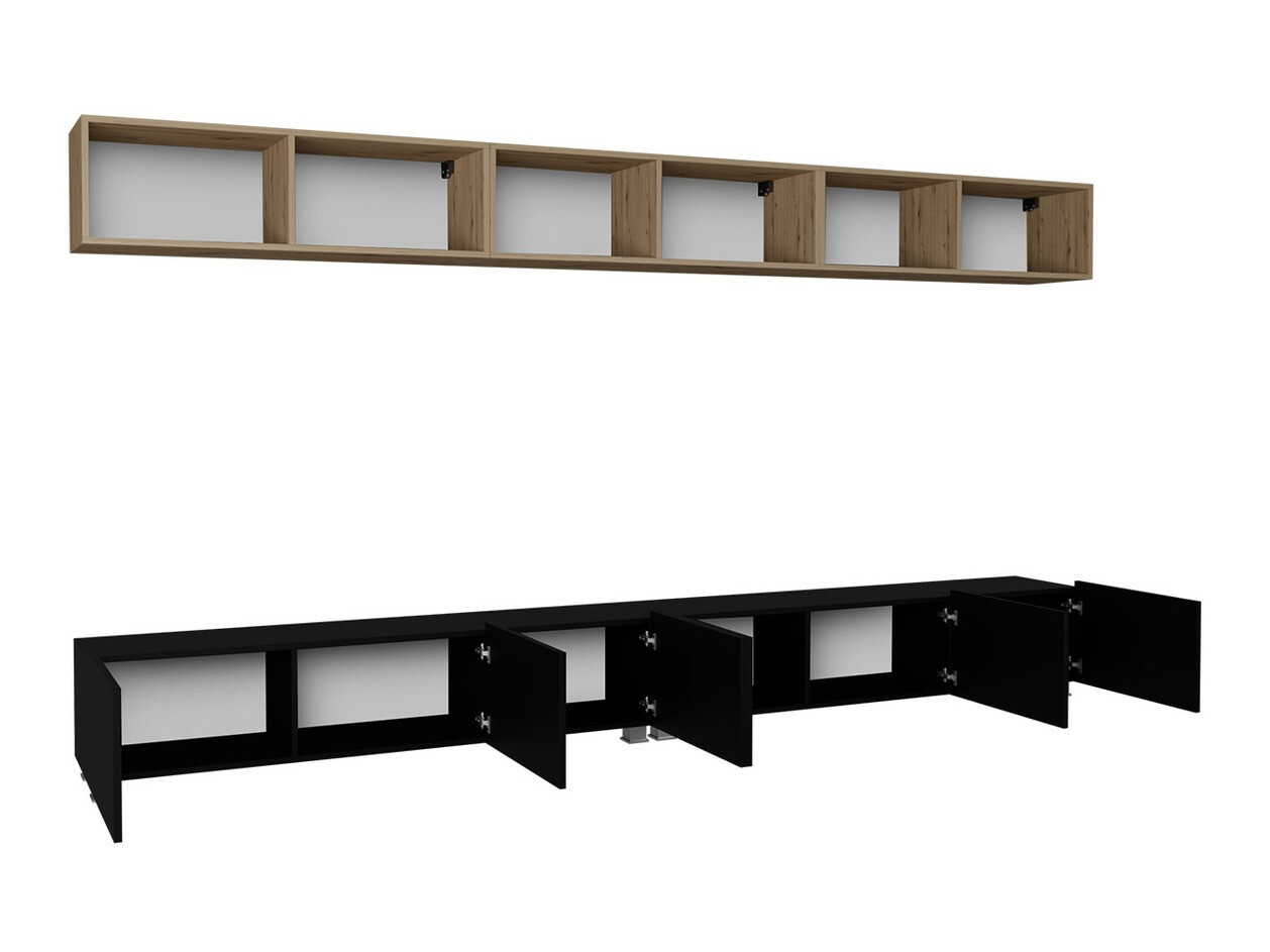 Ensemble de salon Remus XXXIII (Blanc + Blanc brillant + Chêne doré)