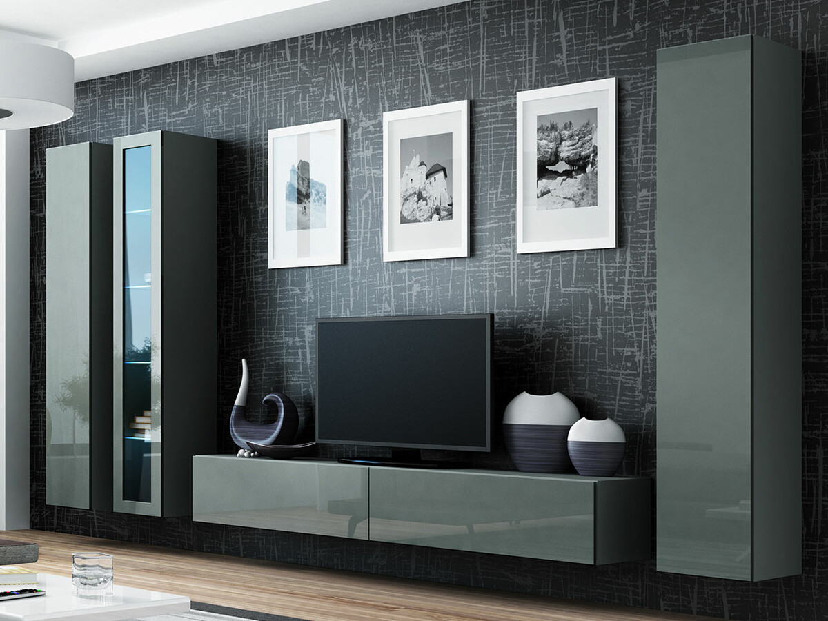 Ensemble de salon Venenou 101 (Gris + Gris brillant)