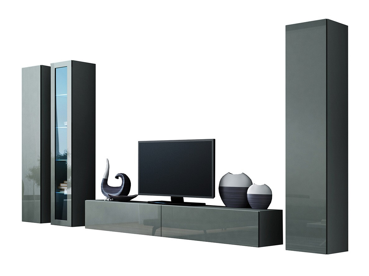 Ensemble de salon Venenou 101 (Gris + Gris brillant)