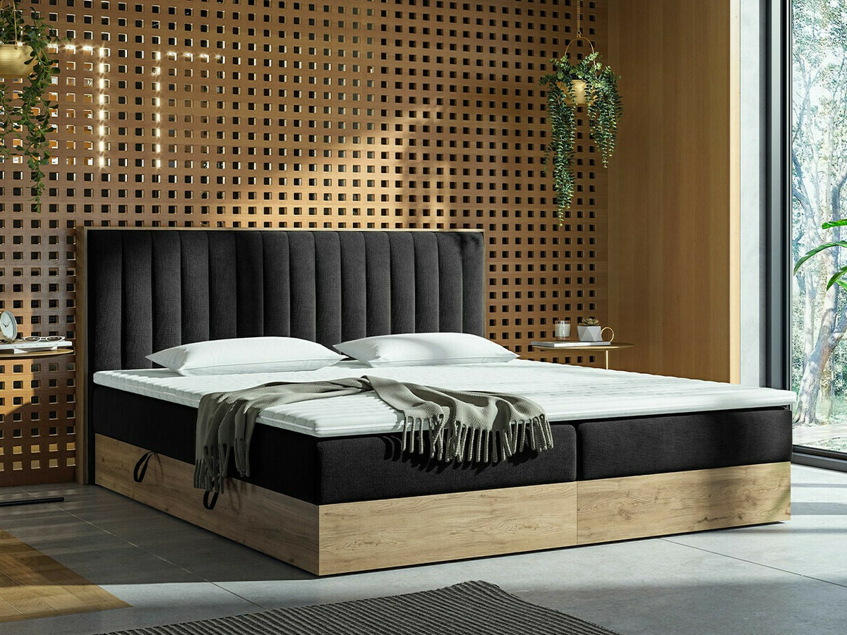 Lit boxspring ComfiDream Odelra (Chêne doré + Soro 100)