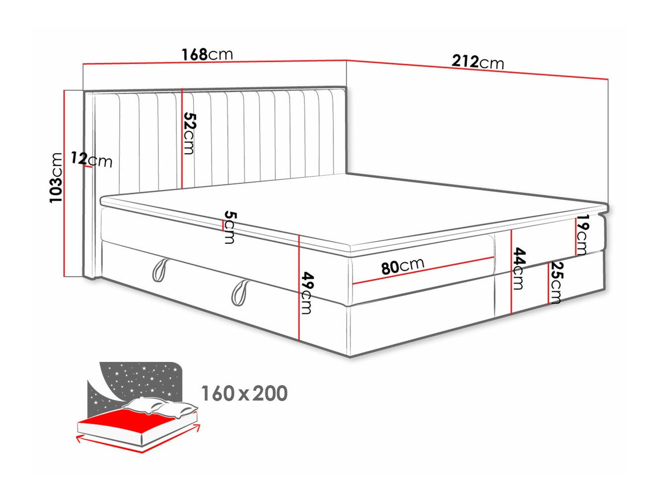 Lit boxspring ComfiDream Odelra (Chêne doré + Soro 90)