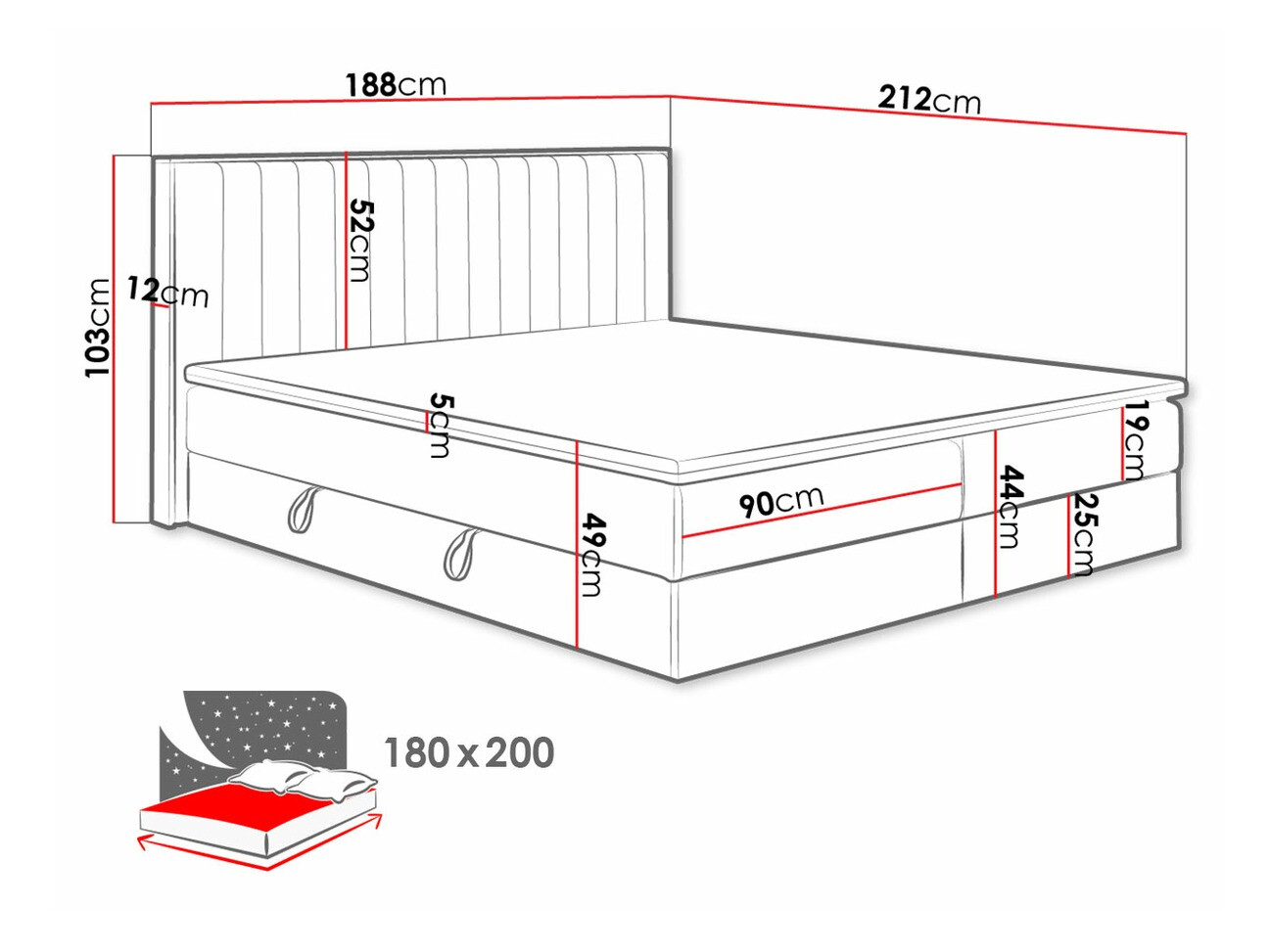 Lit boxspring ComfiDream Odelra (Soro 90)