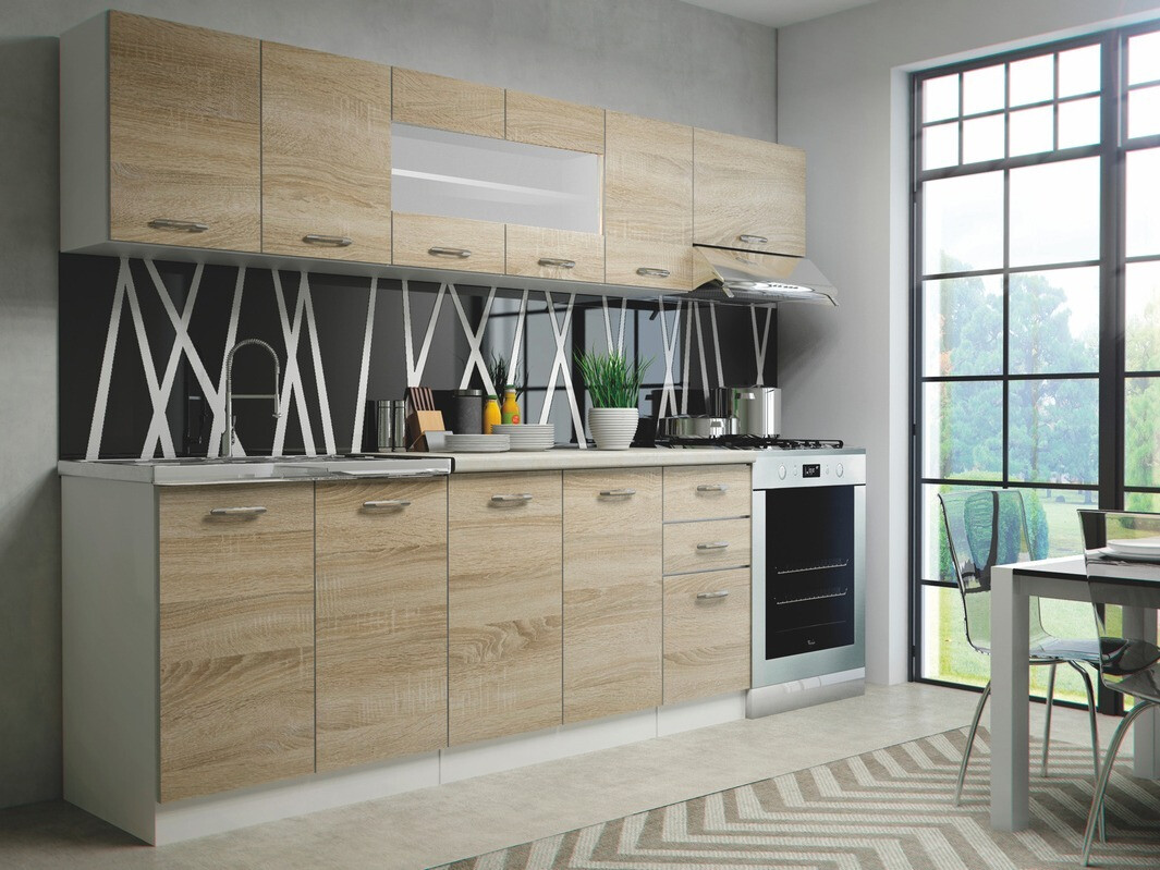 Cuisine complète Houston 1182 (Sanonma chêne + Blanc + Beige)