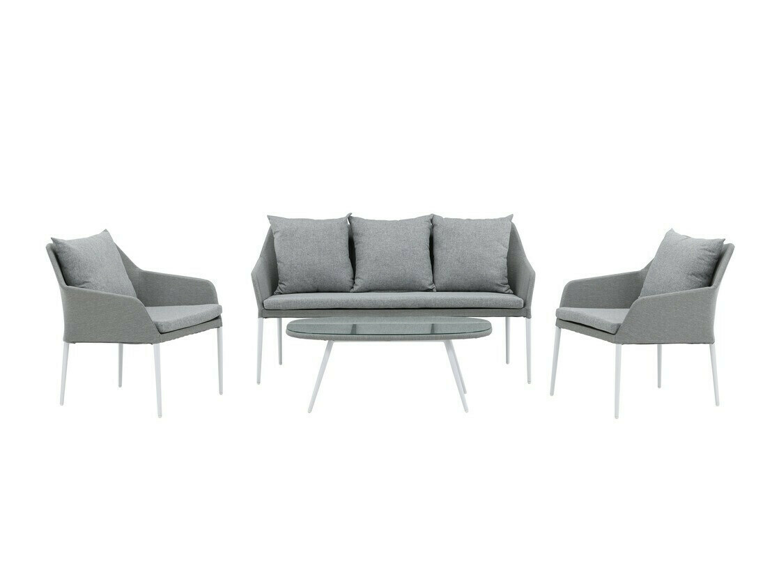 Ensemble de mobilier de jardin Dallas 3116 (Gris clair + Blanc)