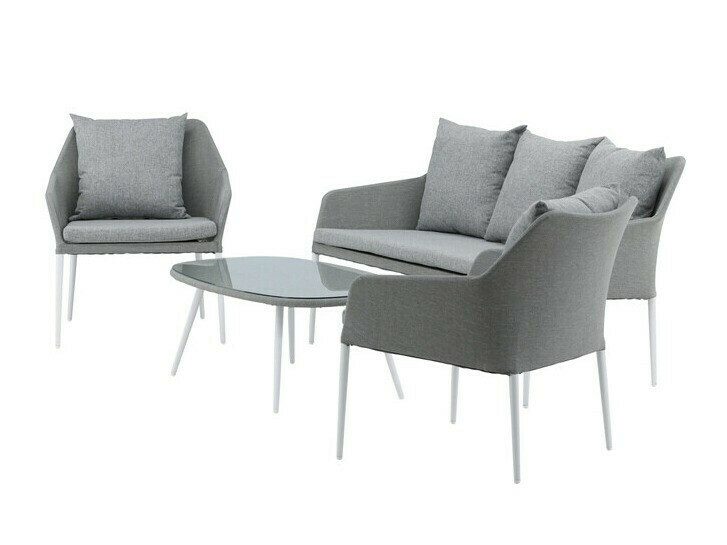 Ensemble de mobilier de jardin Dallas 3116 (Gris clair + Blanc)