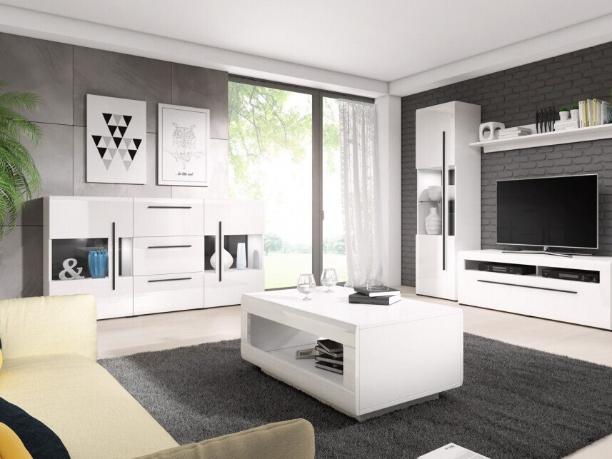Commode Ophsalu 106 (Blanc + Blanc brillant)