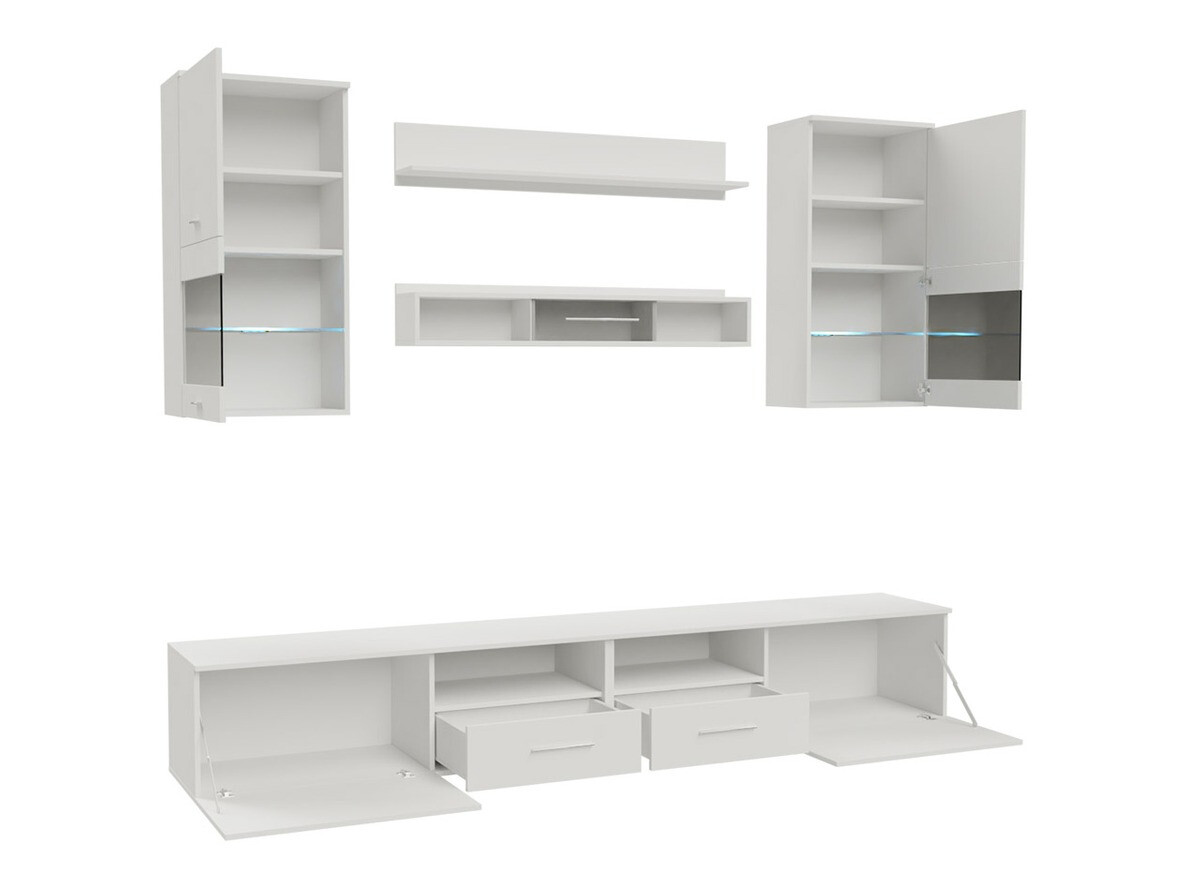 Ensemble de salon Charlotte 104 (Blanc + Blanc brillant)