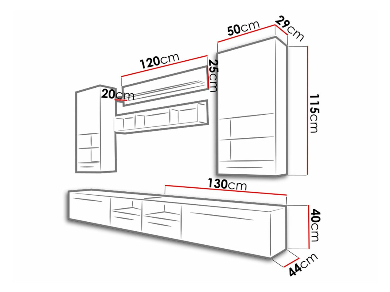 Ensemble de salon Charlotte 104 (Blanc + Blanc brillant)