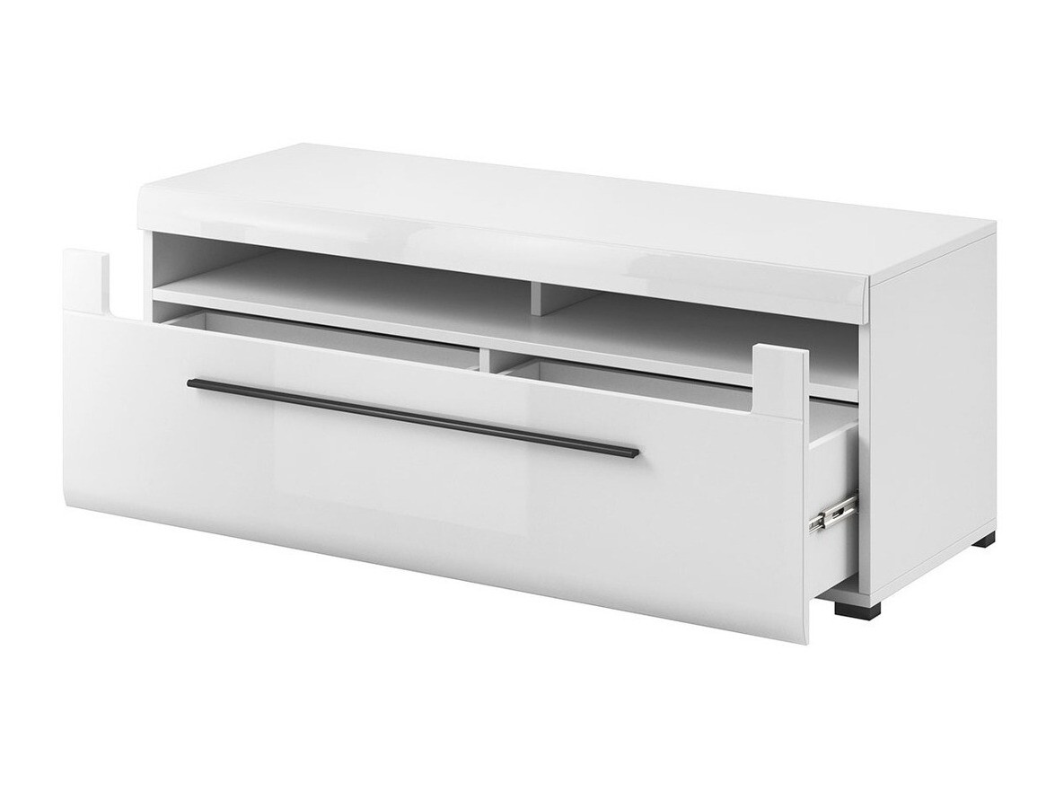 Meuble TV Ophsalu 103 (Blanc + Blanc brillant)
