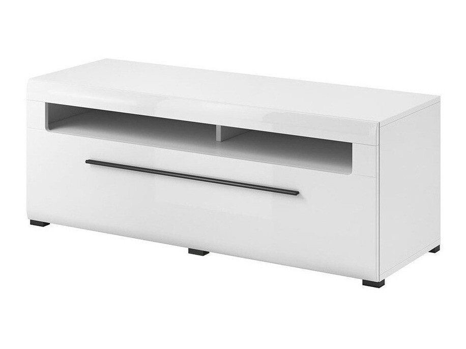 Meuble TV Ophsalu 104 (Blanc + Blanc brillant)