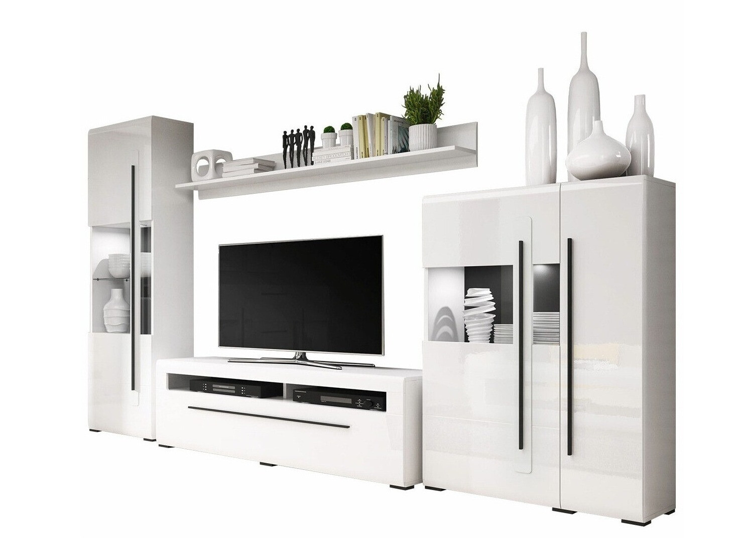 Ensemble de salon Ophsalu 111 (Blanc + Blanc brillant)