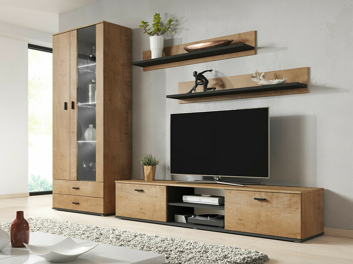 Ensemble de salon Tornola 115 (Chêne de Lefkas + Noir)