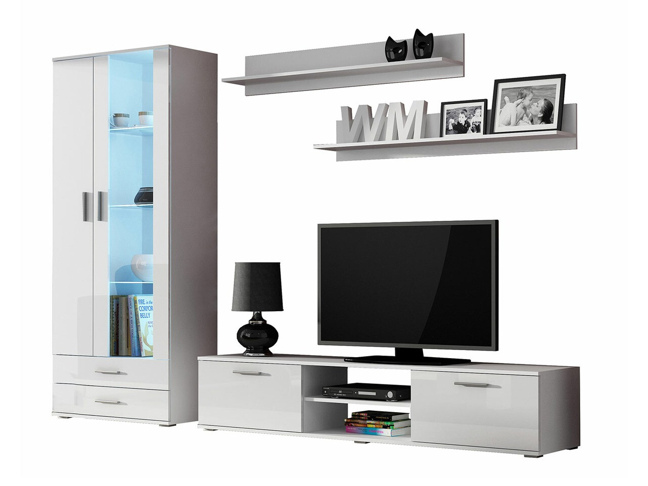Ensemble de salon Tornola 115 (Blanc + Blanc brillant)