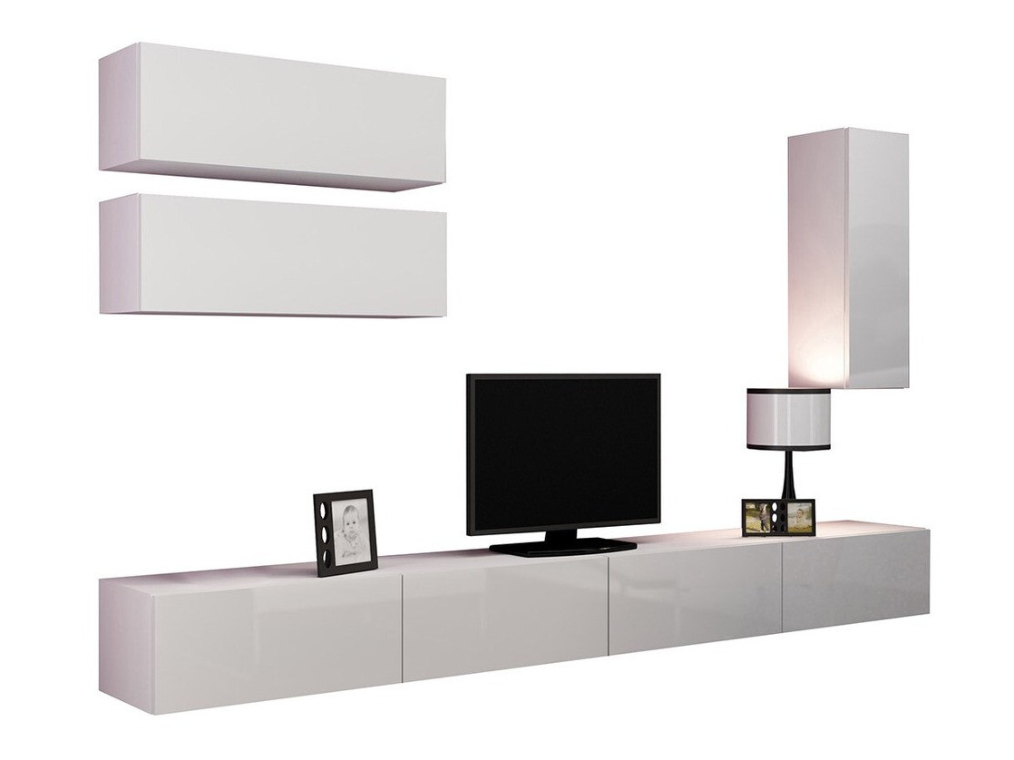 Ensemble de salon Venenou 135 (Blanc + Blanc brillant)