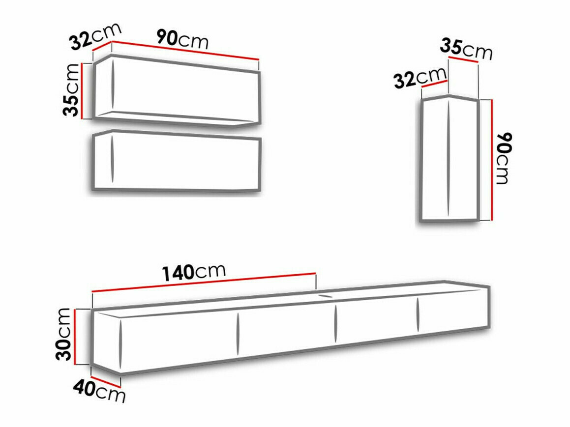 Ensemble de salon Venenou 135 (Blanc + Blanc brillant)