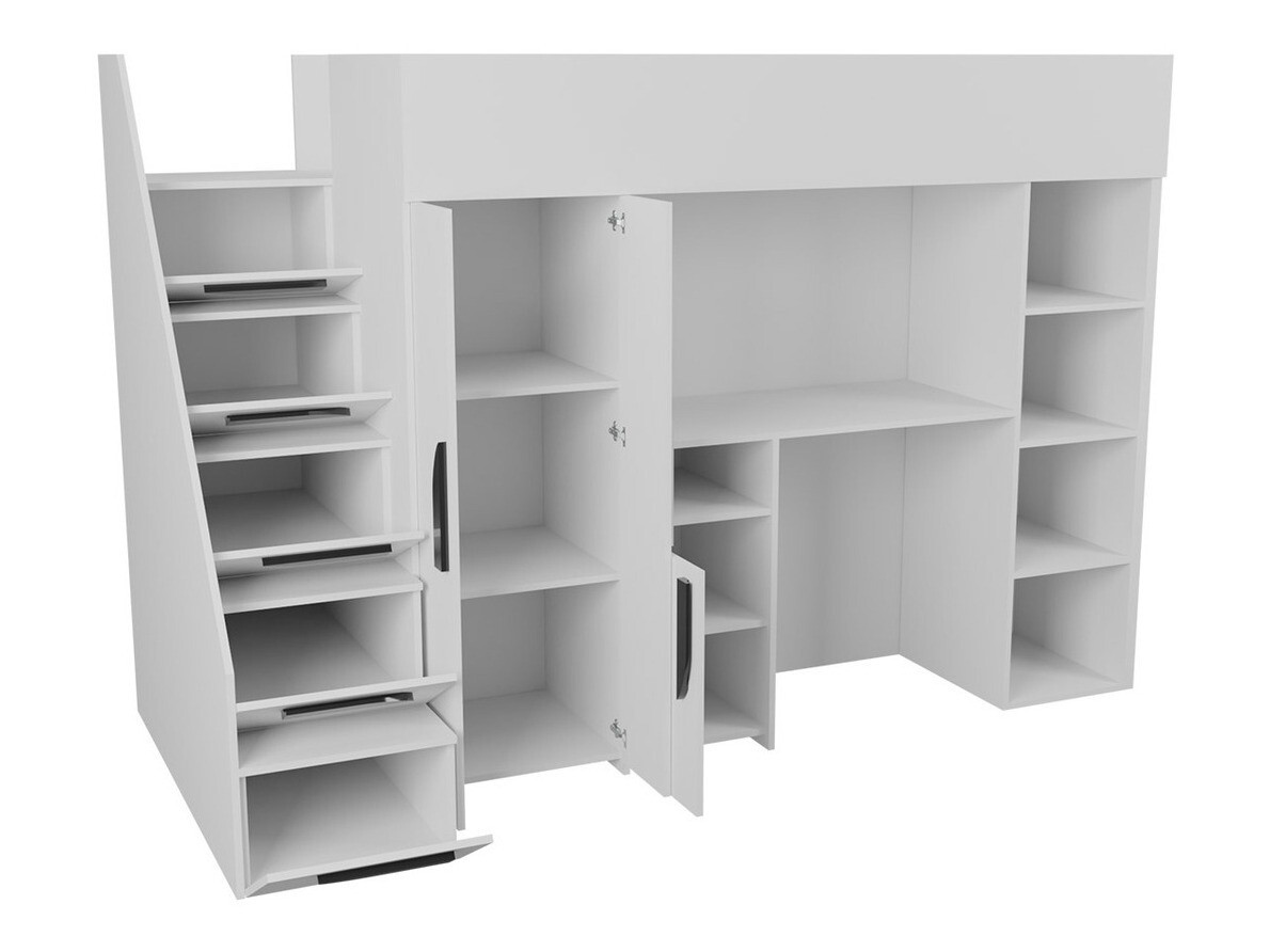 Lit mezzanine Hartford 192 (Blanc + Blanc brillant + Brillant Turquoise)