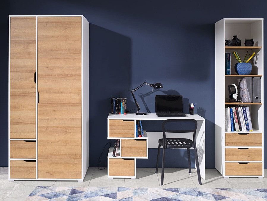 Bureau Providence H102 (Blanc + Chêne doré)